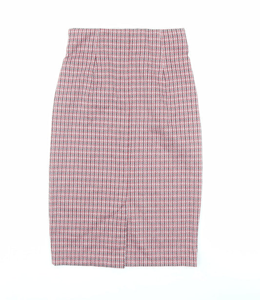 Marks and Spencer Womens Red Geometric Polyester Straight & Pencil Skirt Size 8