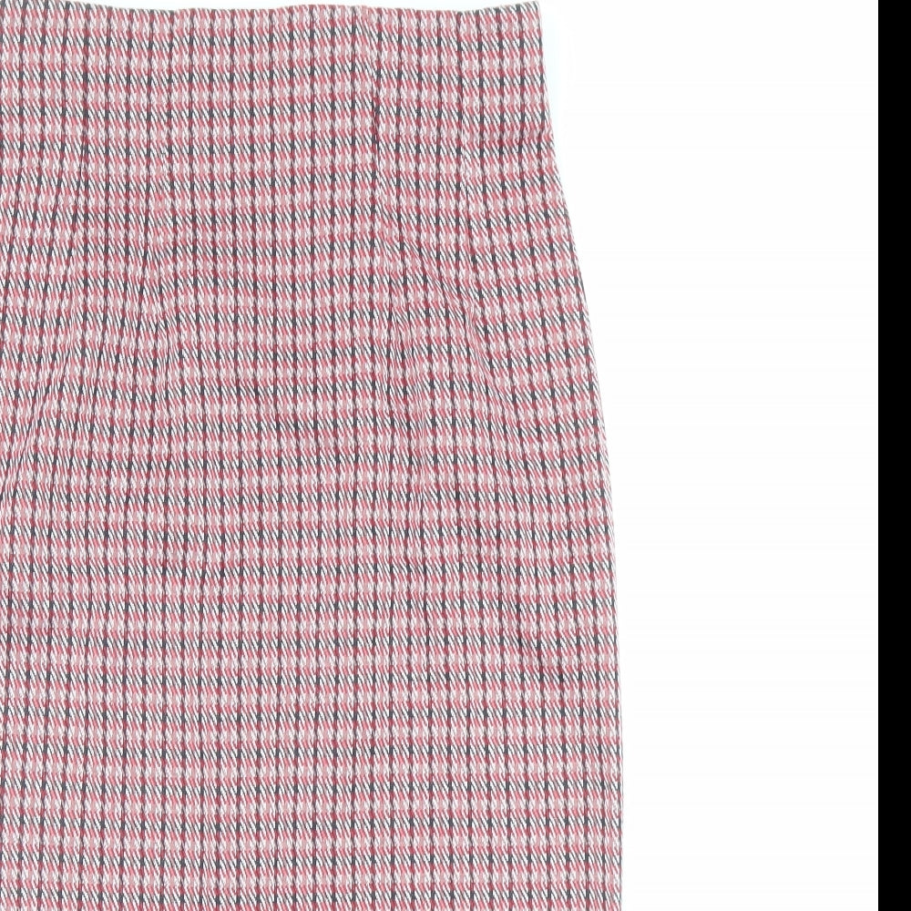Marks and Spencer Womens Red Geometric Polyester Straight & Pencil Skirt Size 8