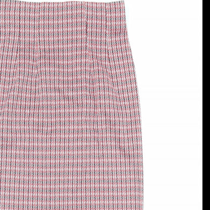 Marks and Spencer Womens Red Geometric Polyester Straight & Pencil Skirt Size 8