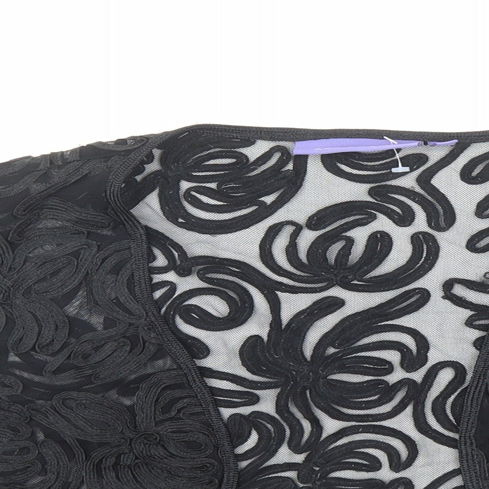 Autonomy Womens Black V-Neck Nylon Cardigan Jumper Size 14 - Open Cropped