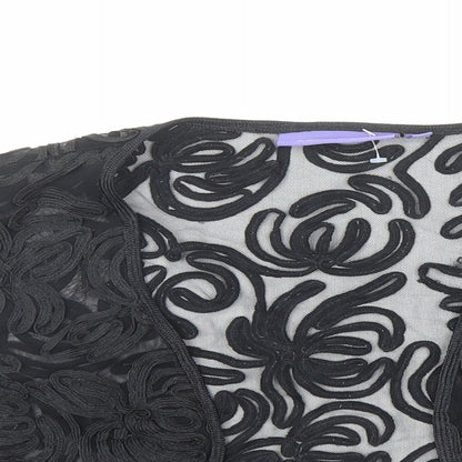 Autonomy Womens Black V-Neck Nylon Cardigan Jumper Size 14 - Open Cropped