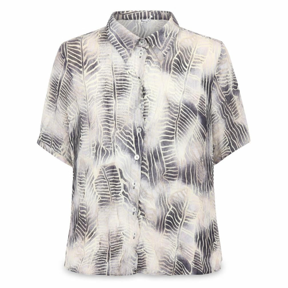 Tru Womens Multicoloured Geometric Viscose Basic Button-Up Size 12 Collared