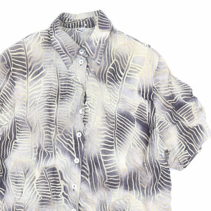 Tru Womens Multicoloured Geometric Viscose Basic Button-Up Size 12 Collared
