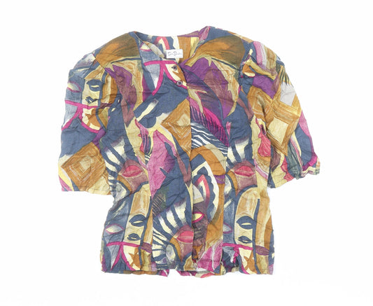 Betty Barclay Womens Multicoloured Geometric Viscose Basic Button-Up Size 10 Round Neck