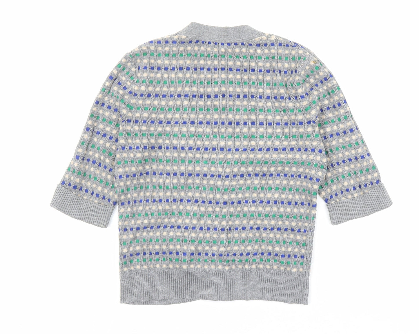N.W.3 Womens Multicoloured V-Neck Geometric Cotton Cardigan Jumper Size 12