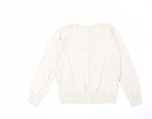 Dorothy Perkins Womens Beige Crew Neck Cotton Cardigan Jumper Size 14 - Buttons