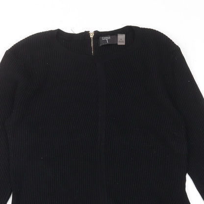 T Tahari Womens Black Crew Neck Viscose Pullover Jumper Size M - Stretch
