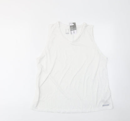 DECATHLON Boys White Polyester Basic Tank Size 16 Years V-Neck Pullover