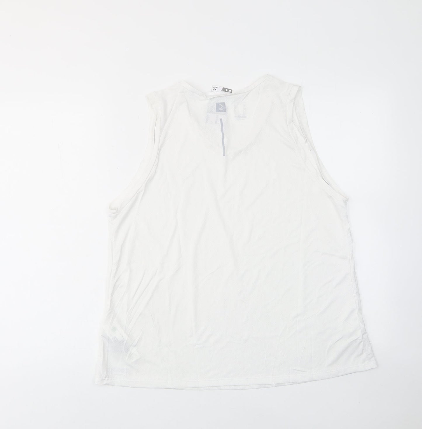 DECATHLON Boys White Polyester Basic Tank Size 16 Years V-Neck Pullover