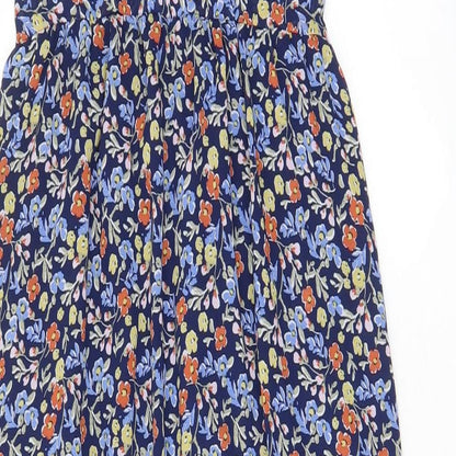 QED London Womens Blue Floral Polyester Maxi Size 6 Sweetheart Pullover - Frill Detail