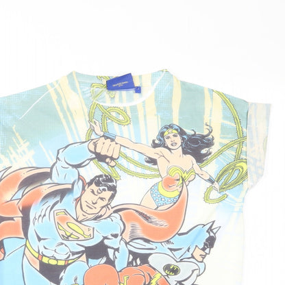 Justice League Womens Multicoloured Polyester Basic T-Shirt Size 6 Crew Neck - Superheroes