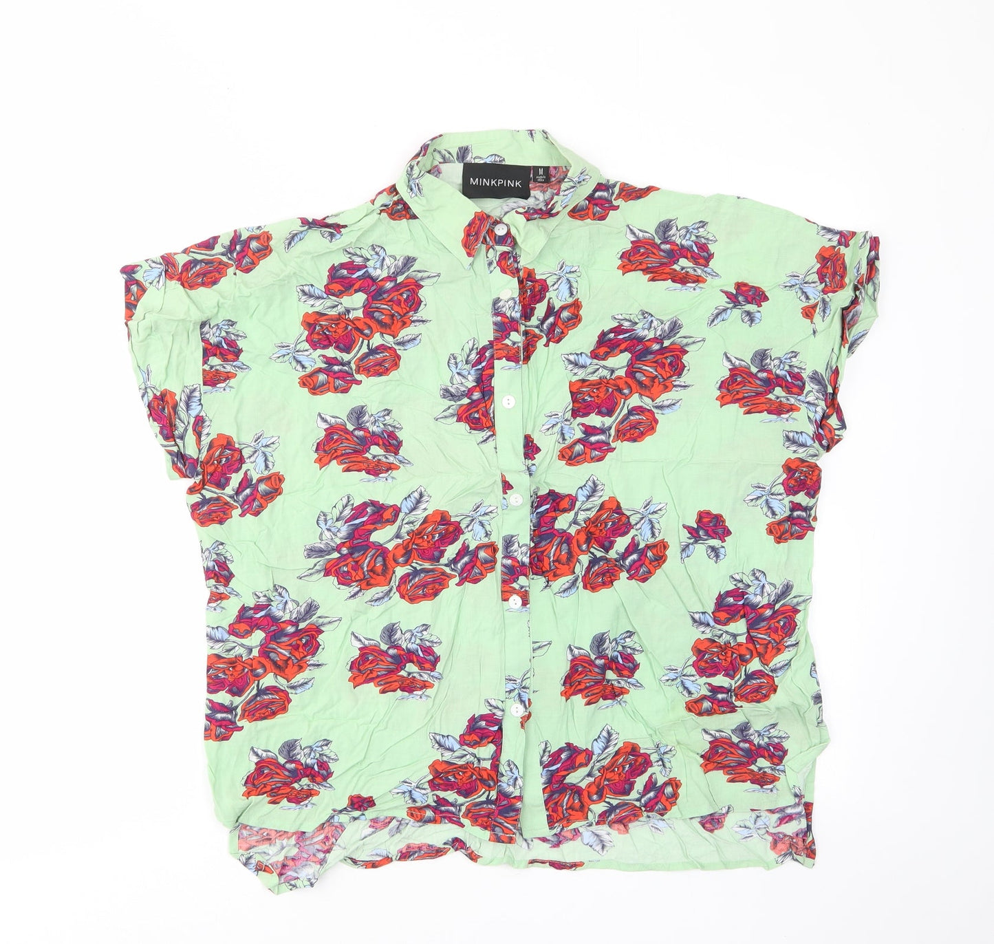 Womens UK Size M MINKPINK Green Basic Button-Up
