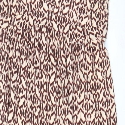 La Redoute Womens Brown Geometric Cotton A-Line Size 12 V-Neck Pullover - Cross back