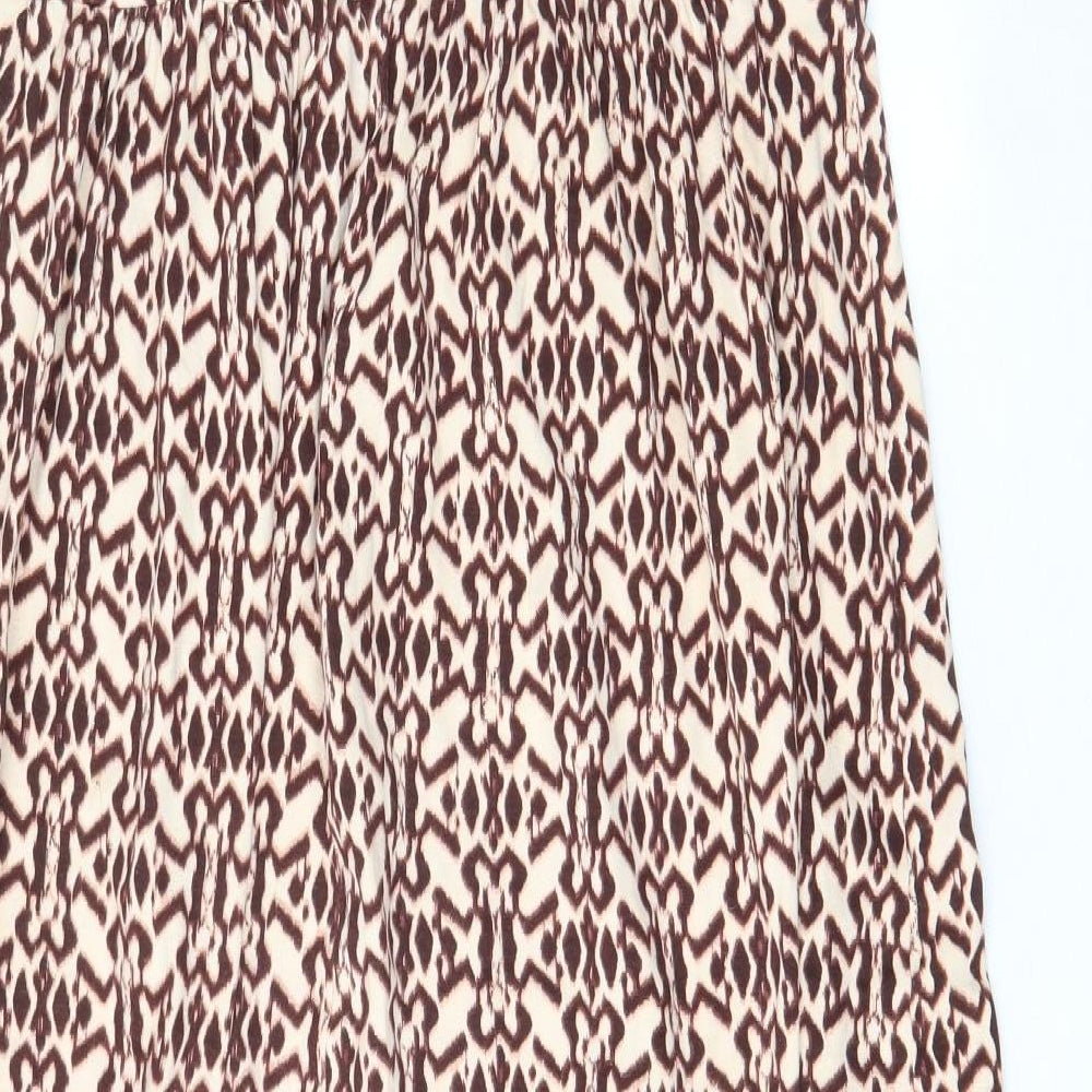 La Redoute Womens Brown Geometric Cotton A-Line Size 12 V-Neck Pullover - Cross back