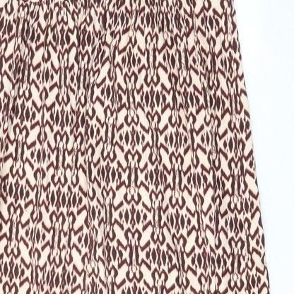 La Redoute Womens Brown Geometric Cotton A-Line Size 12 V-Neck Pullover - Cross back