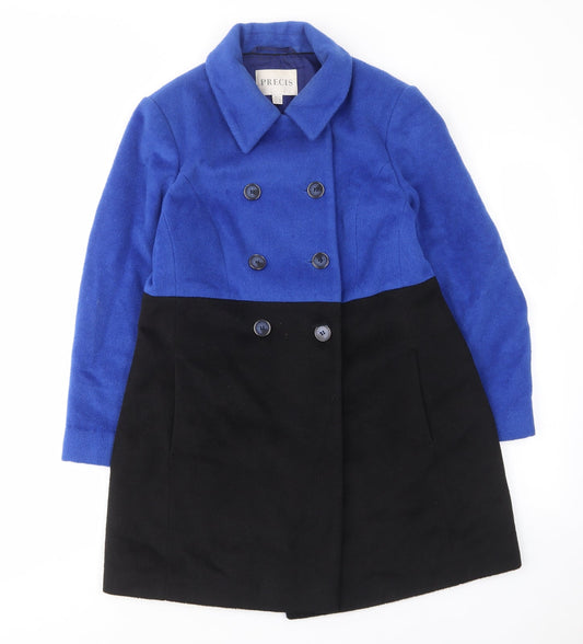 Precis Womens Blue Overcoat Coat Size 12 Button - Pockets, Lining, Collared