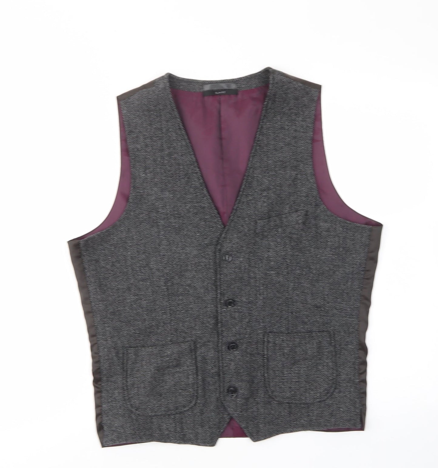 B&W Mens Grey Wool Jacket Suit Waistcoat Size M Regular