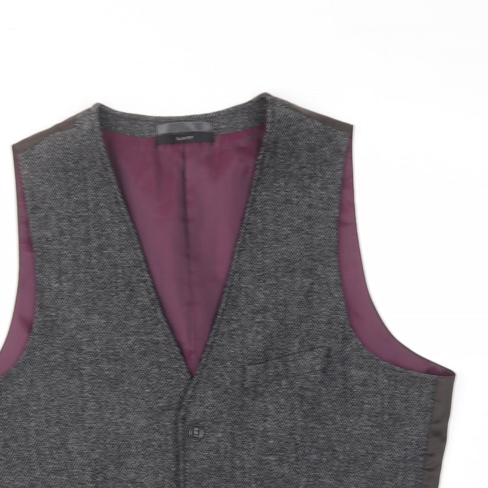 B&W Mens Grey Wool Jacket Suit Waistcoat Size M Regular