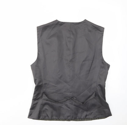 Liz Claiborne Womens Brown Geometric Polyester Jacket Suit Waistcoat Size 14