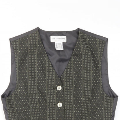 Liz Claiborne Womens Brown Geometric Polyester Jacket Suit Waistcoat Size 14