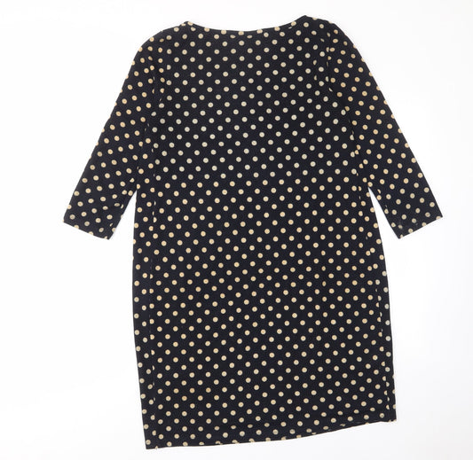 JoJo Maman Bébé Womens Blue Polka Dot Polyester A-Line Size M Boat Neck Pullover