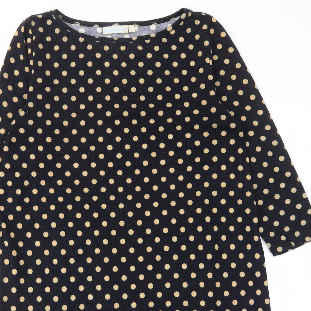 JoJo Maman Bébé Womens Blue Polka Dot Polyester A-Line Size M Boat Neck Pullover