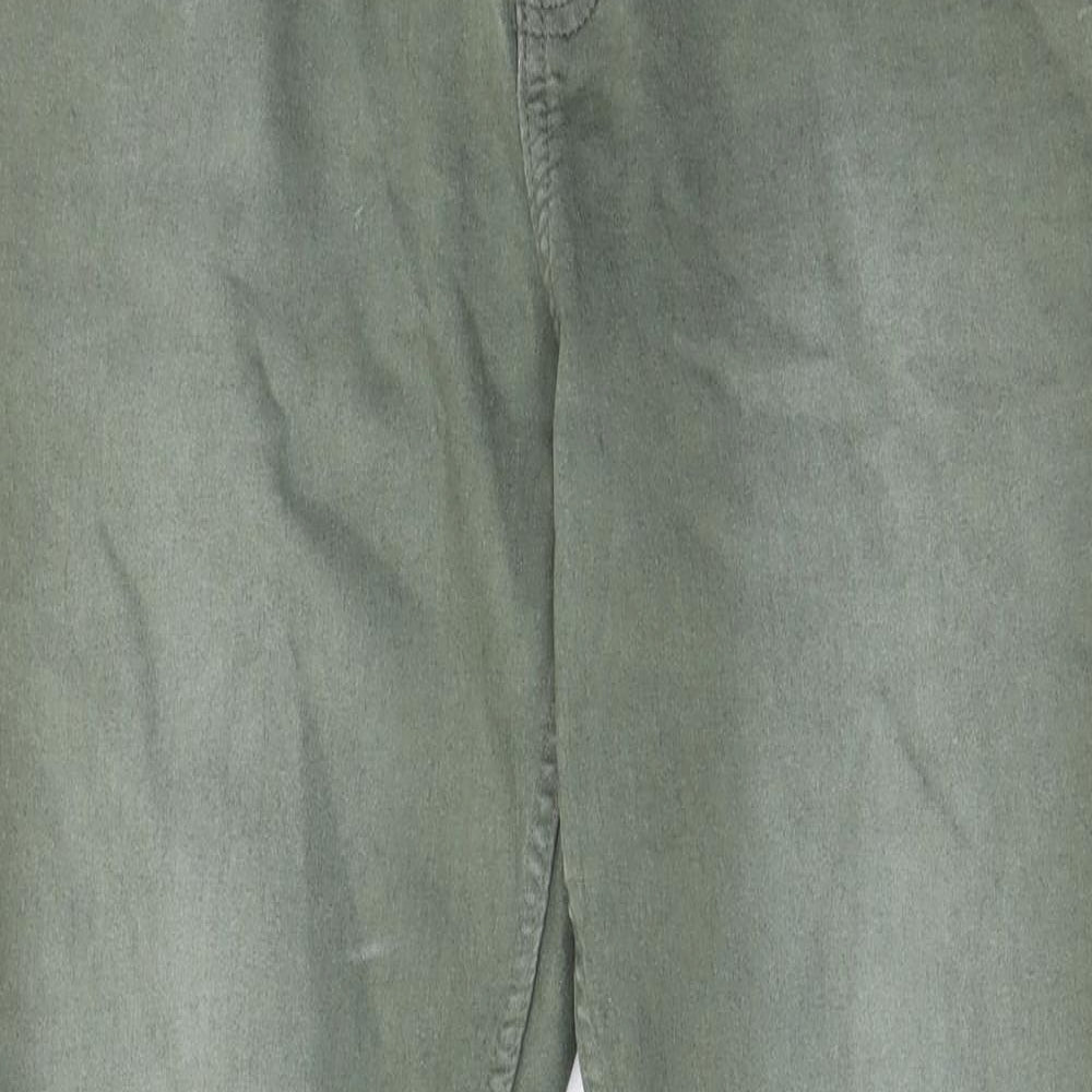 Marks and Spencer Womens Green Cotton Skinny Jeans Size 14 L27 in Regular Zip - Pockets