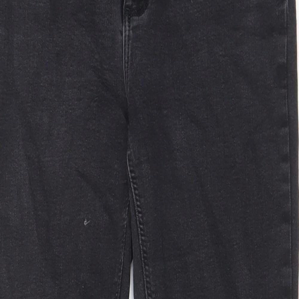 Denim & Co. Womens Black Cotton Skinny Jeans Size 12 L26 in Regular Zip - Open knee