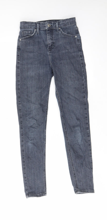 Topshop Womens Blue Cotton Skinny Jeans Size 26 in L30 in Regular Zip - Pockets