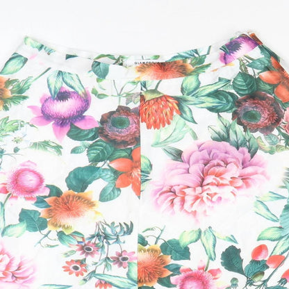 Glamorous Womens White Floral Polyester Flare Skirt Size M Zip
