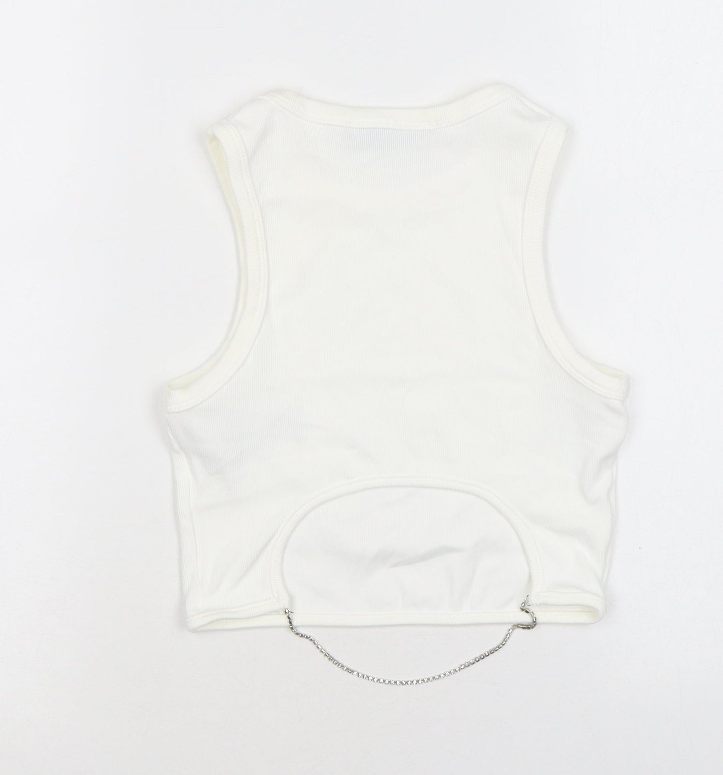 Womens UK Size S Bershka White Cropped Tank