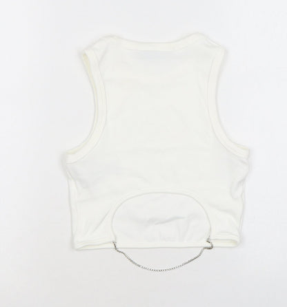 Womens UK Size S Bershka White Cropped Tank