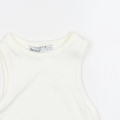 Womens UK Size S Bershka White Cropped Tank