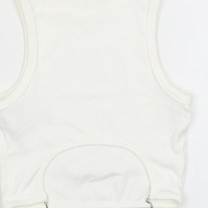 Womens UK Size S Bershka White Cropped Tank