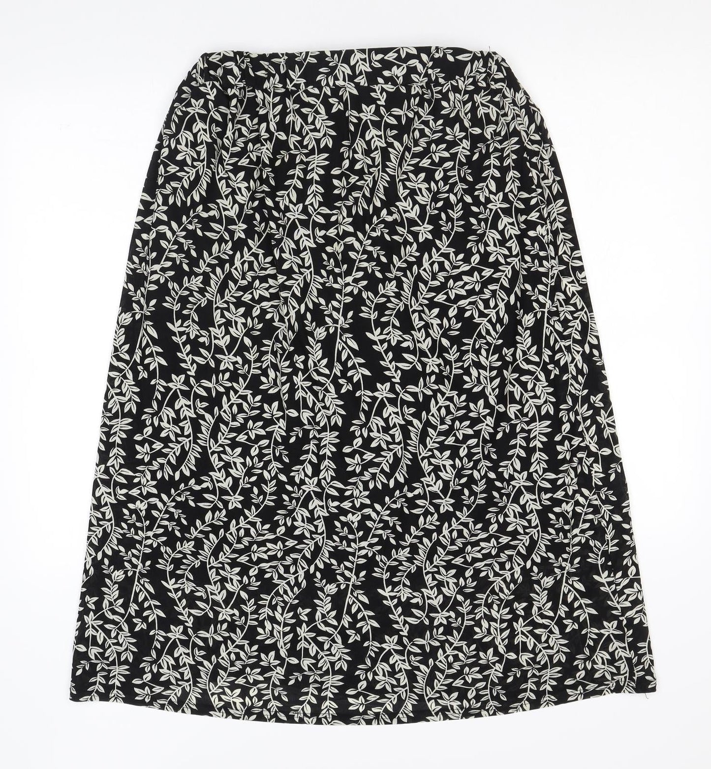 Lofty Manner Womens Black Floral Nylon A-Line Skirt Size M