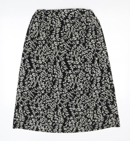 Lofty Manner Womens Black Floral Nylon A-Line Skirt Size M