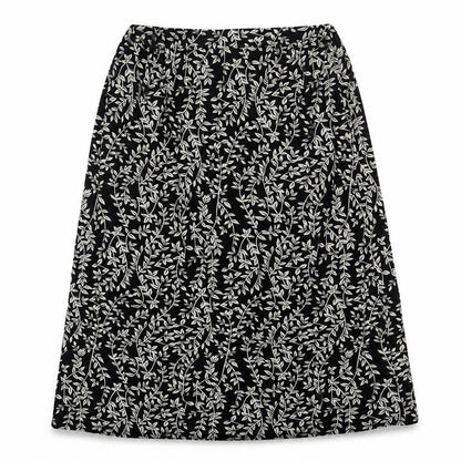 Lofty Manner Womens Black Floral Nylon A-Line Skirt Size M