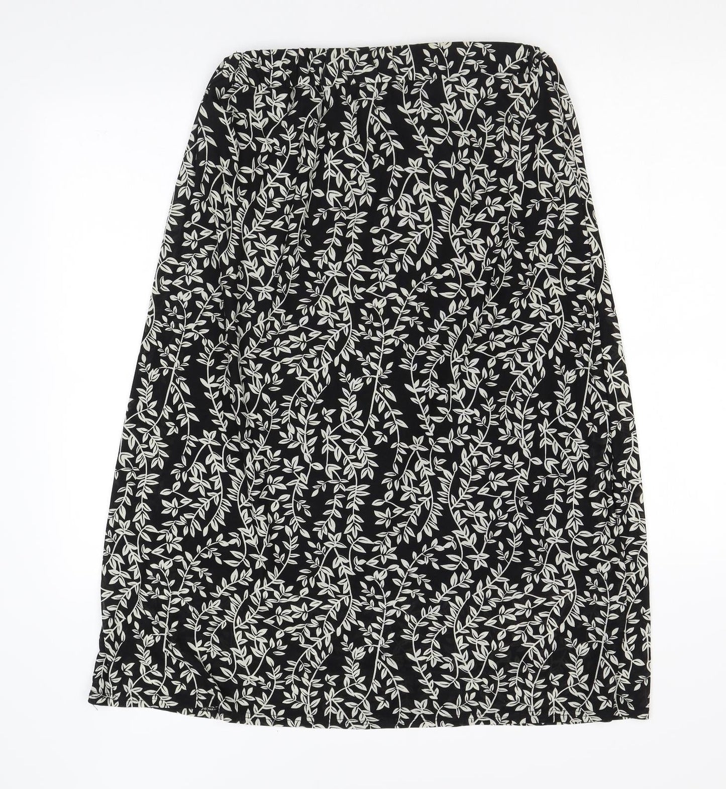 Lofty Manner Womens Black Floral Nylon A-Line Skirt Size M
