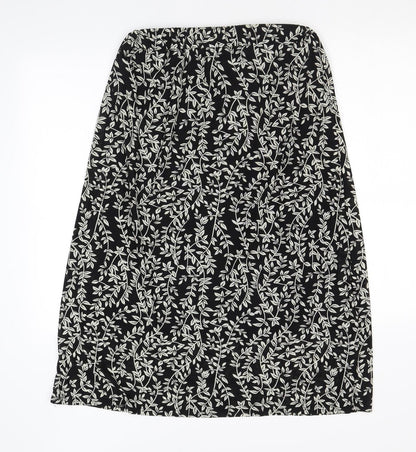 Lofty Manner Womens Black Floral Nylon A-Line Skirt Size M