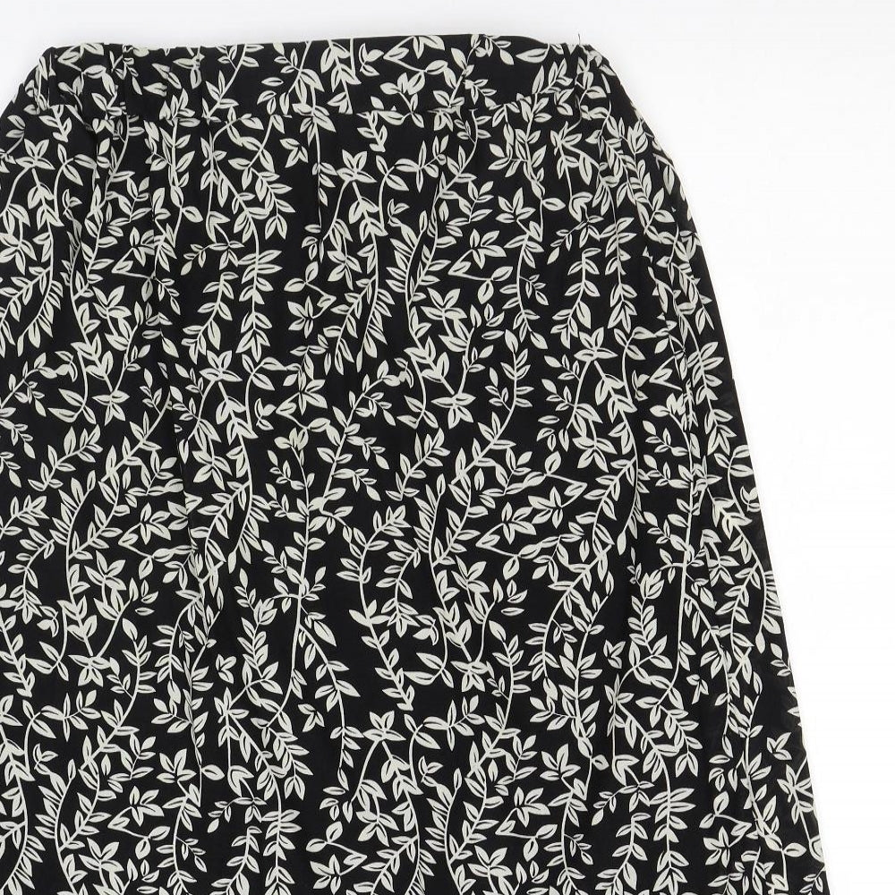 Lofty Manner Womens Black Floral Nylon A-Line Skirt Size M