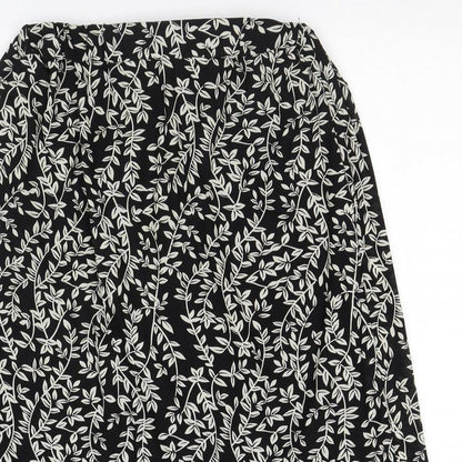 Lofty Manner Womens Black Floral Nylon A-Line Skirt Size M