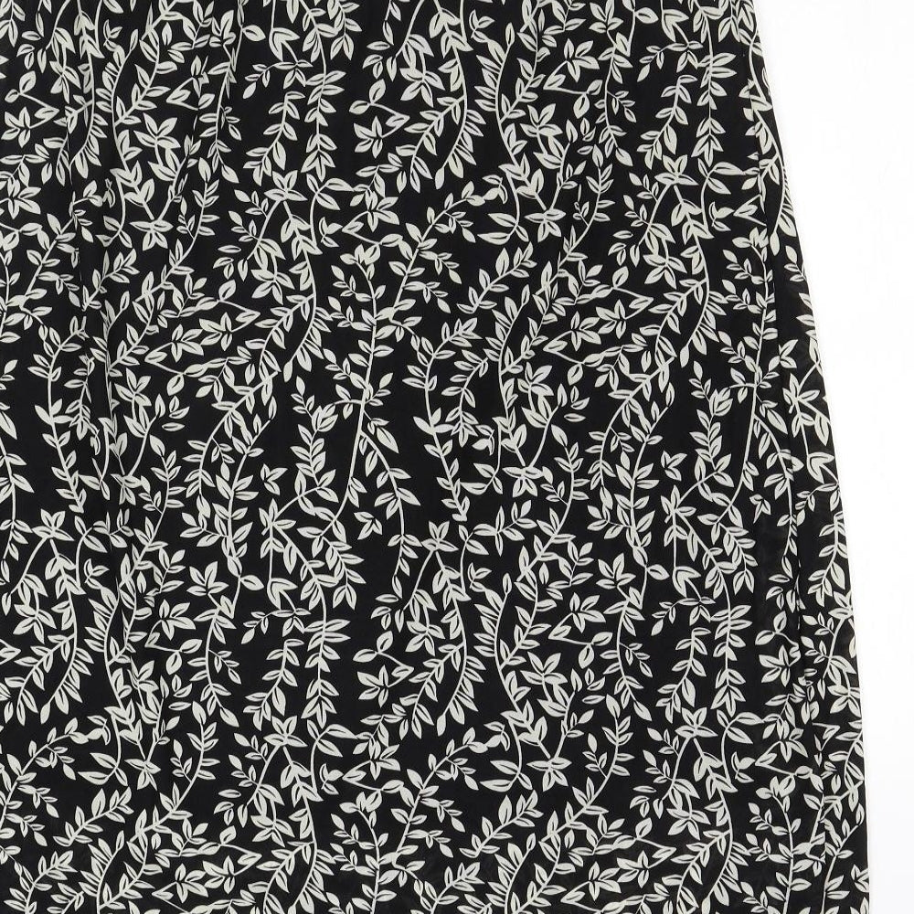 Lofty Manner Womens Black Floral Nylon A-Line Skirt Size M
