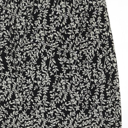 Lofty Manner Womens Black Floral Nylon A-Line Skirt Size M