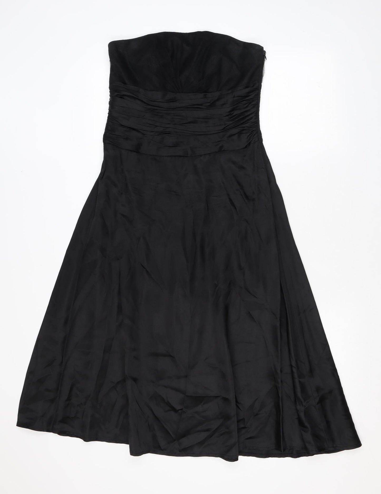 Monsoon Womens Black Polyester A-Line Size 10 Off the Shoulder Zip