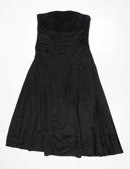 Monsoon Womens Black Polyester A-Line Size 10 Off the Shoulder Zip