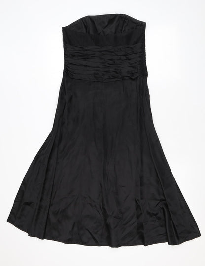 Monsoon Womens Black Polyester A-Line Size 10 Off the Shoulder Zip