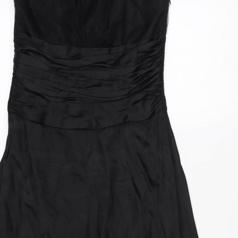 Monsoon Womens Black Polyester A-Line Size 10 Off the Shoulder Zip