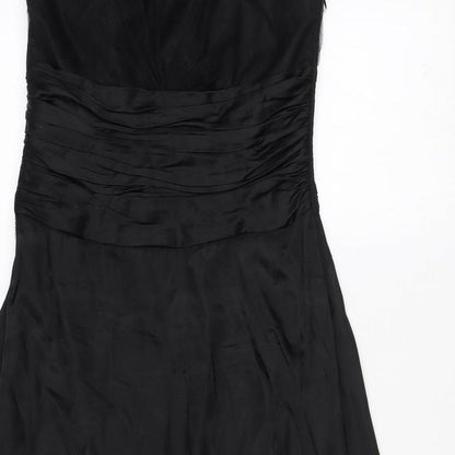 Monsoon Womens Black Polyester A-Line Size 10 Off the Shoulder Zip