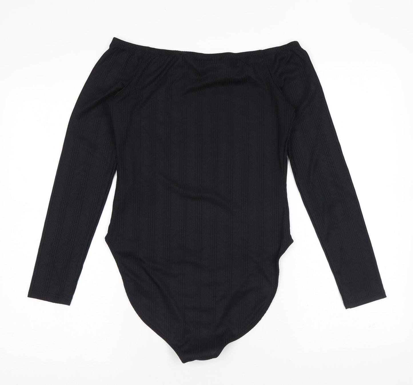 Miss Selfridge Womens Black Polyester Bodysuit One-Piece Size 12 L12 in Snap - Ribbed