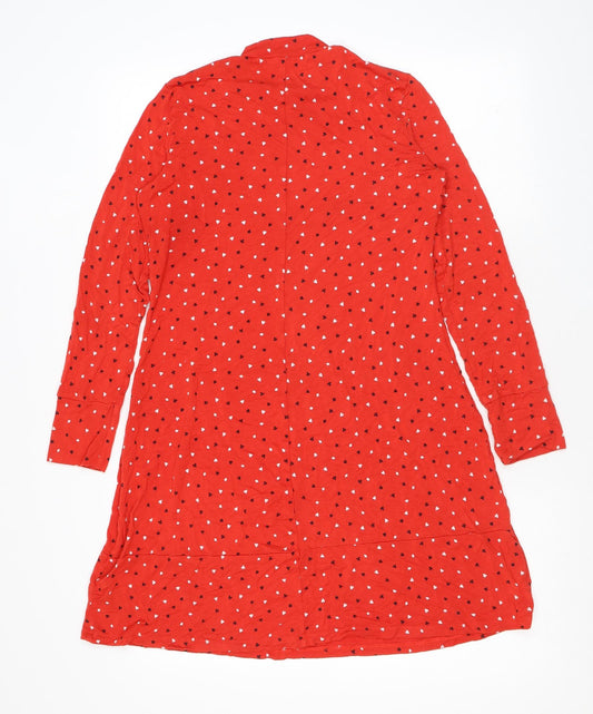 Marks and Spencer Womens Red Geometric Viscose A-Line Size 8 Mock Neck Pullover - Card Suits Print